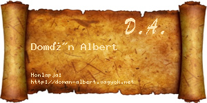 Domán Albert névjegykártya